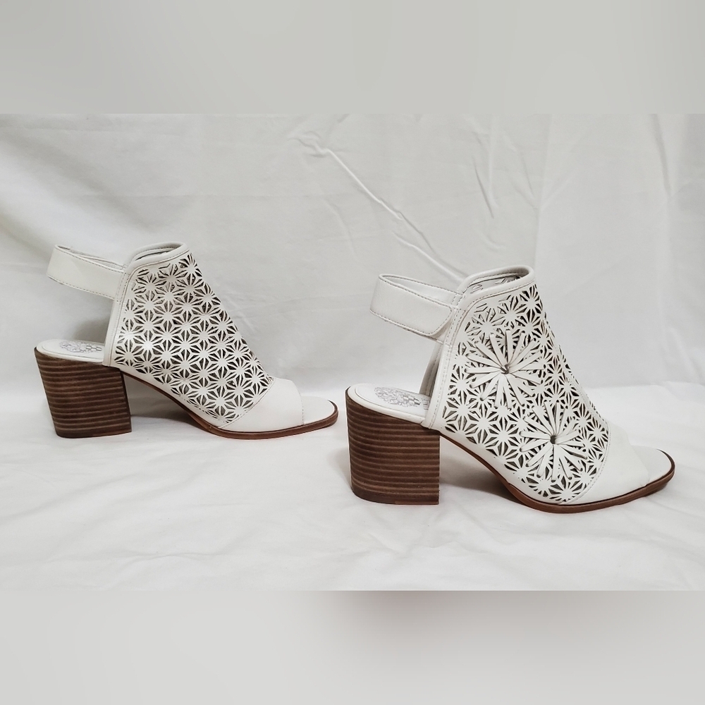 Vince Camuto Kalison Leather Stacked Heel Open Toe Ankle Strap Sandal - Picture 4 of 11